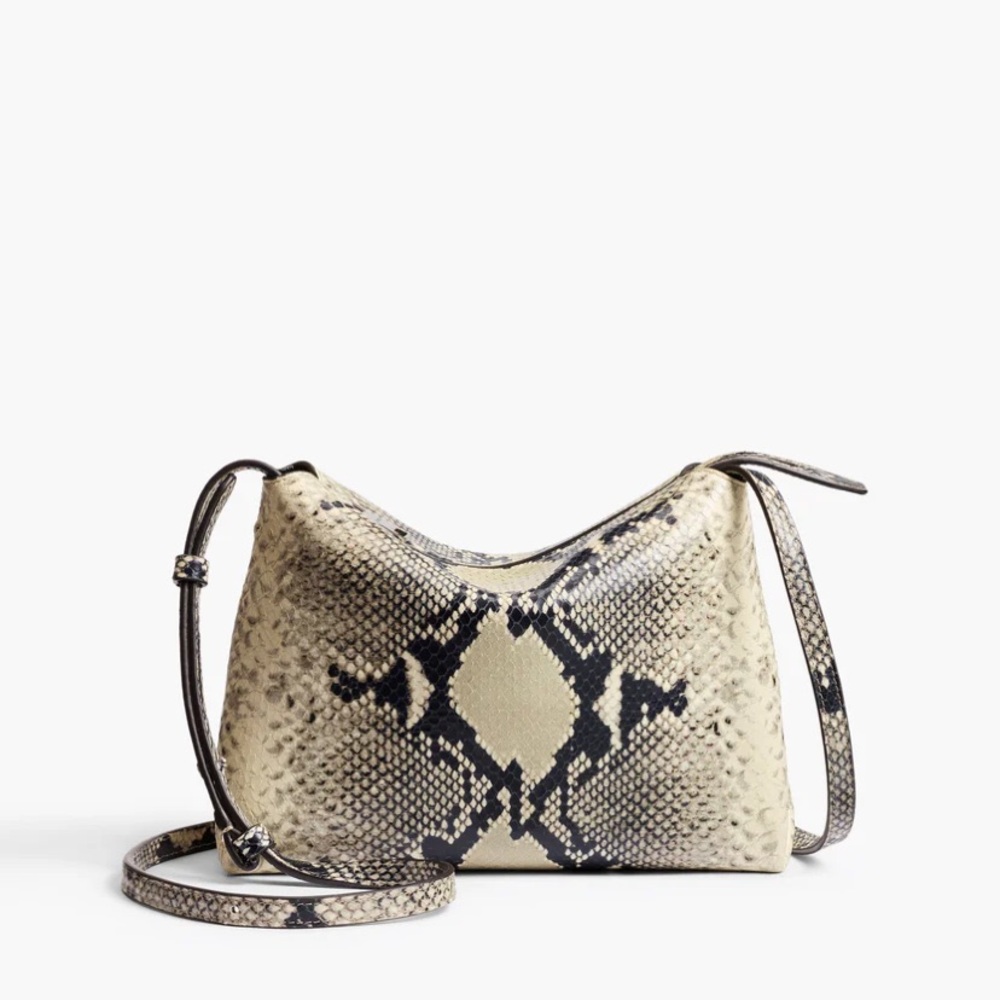 Khaite Lina python embossed leather bag. Strap detaches to a clutch